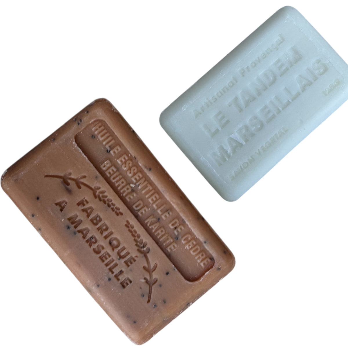 Cedar oil soap bar with red clay dual sided