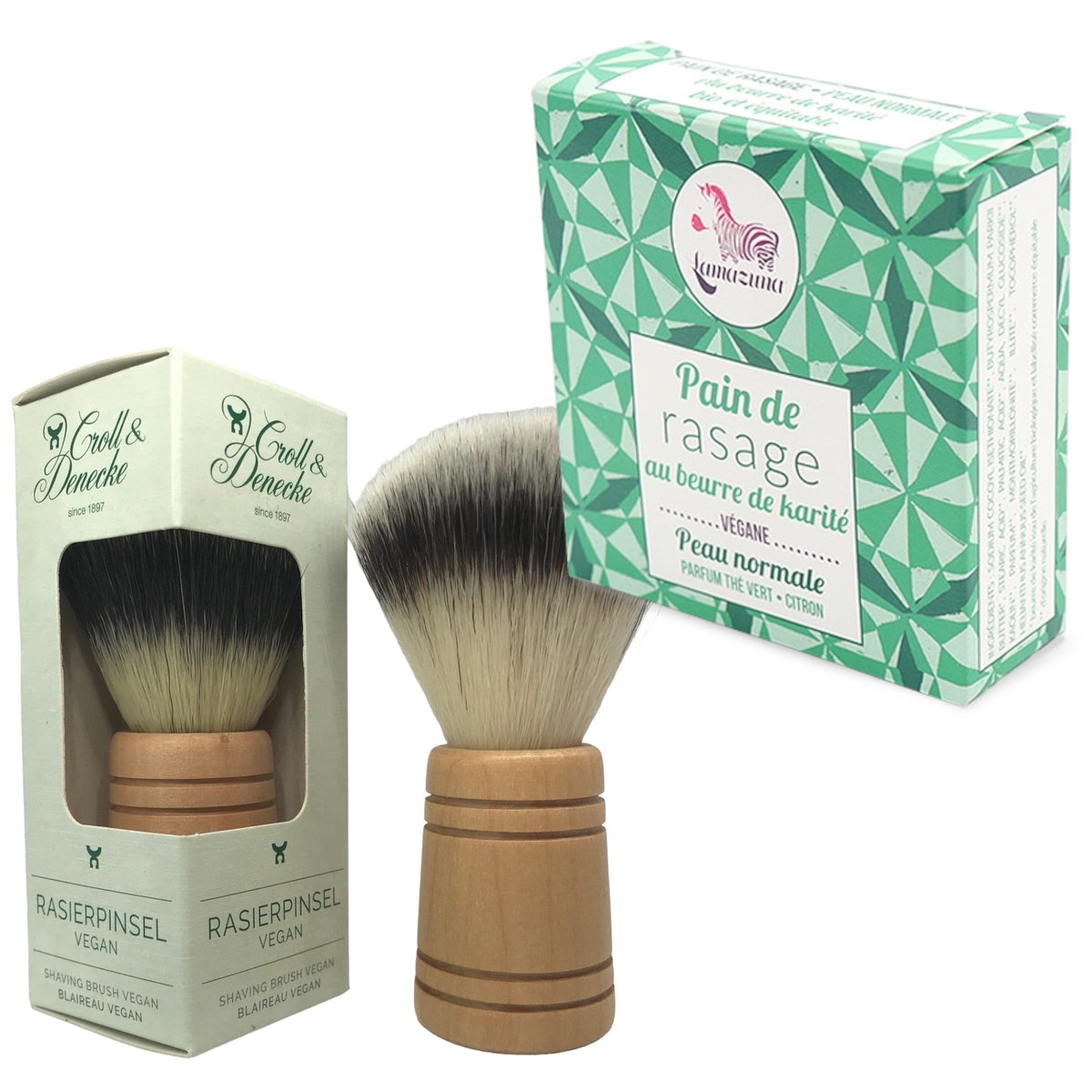 Shaving Brush & Lamazuna Solid Shaving Soap Gift Set