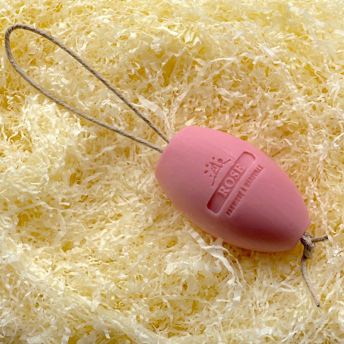 french rose soap on a rope