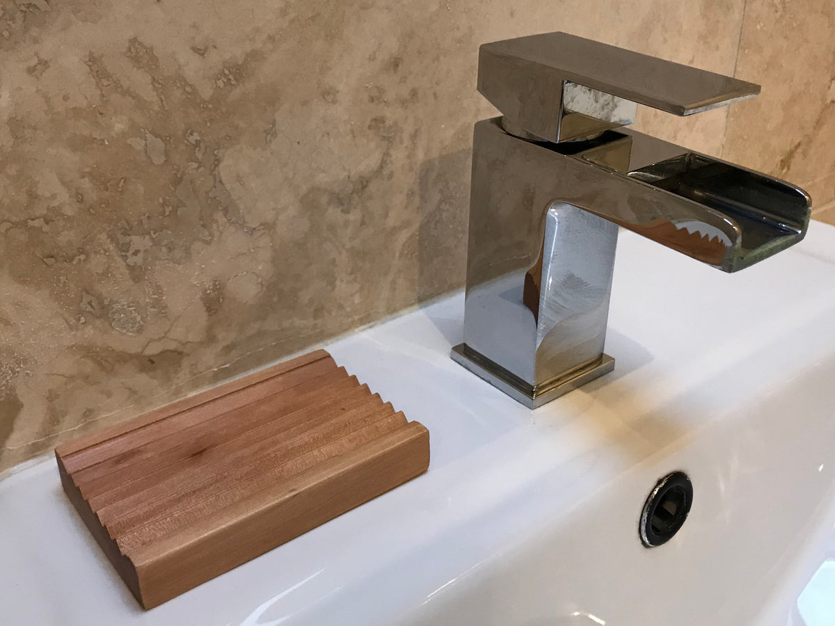 Ridged Wooden Bar Soap dish from Indian Hemu Wood