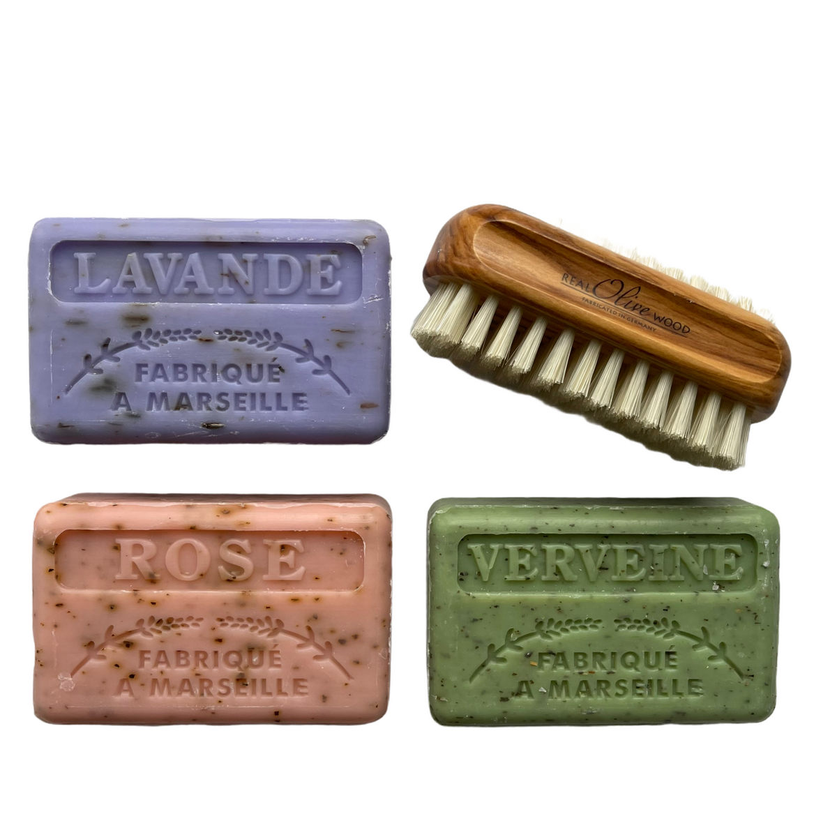 al Exfoliating French Soaps & Olive Nail Brush Gift Set