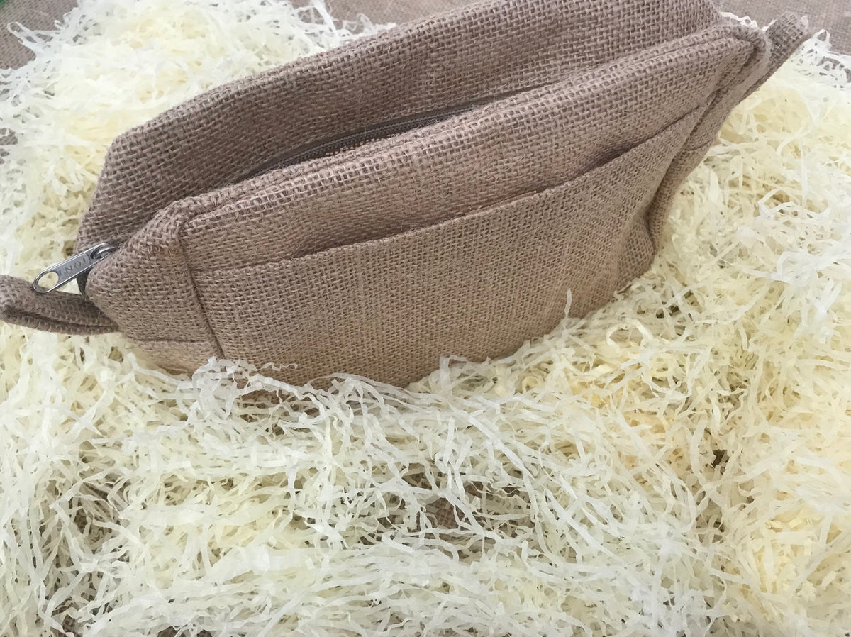Jute wash & travel bag - Lavender Colour