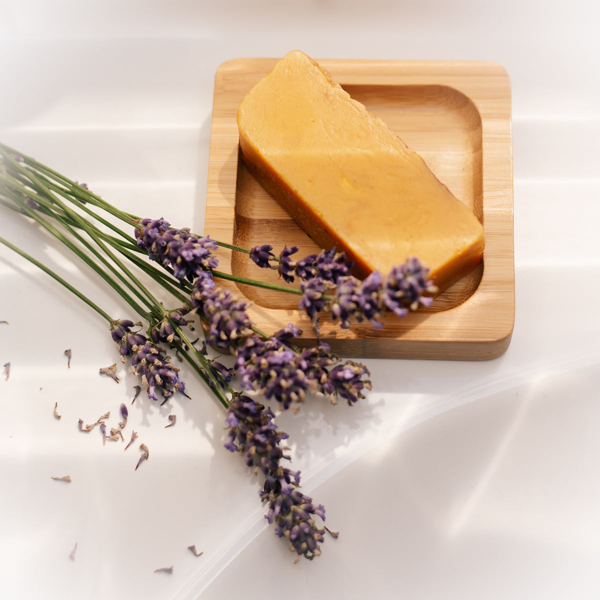 square bamboo premium soap dish
