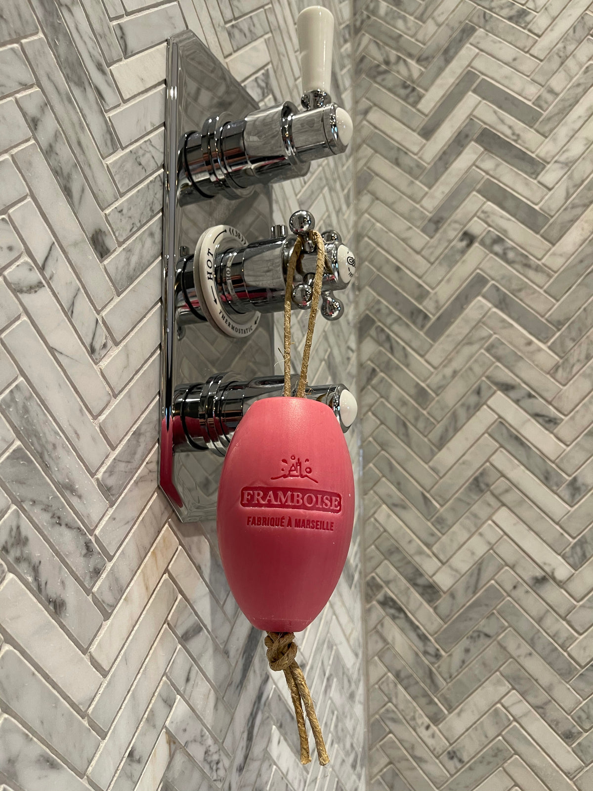 raspberry soap on a rope
