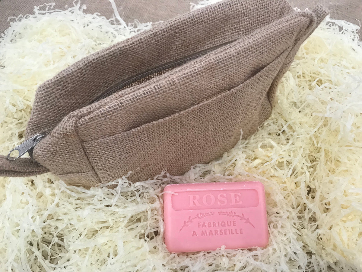 Jute wash & travel bag - Lavender Colour