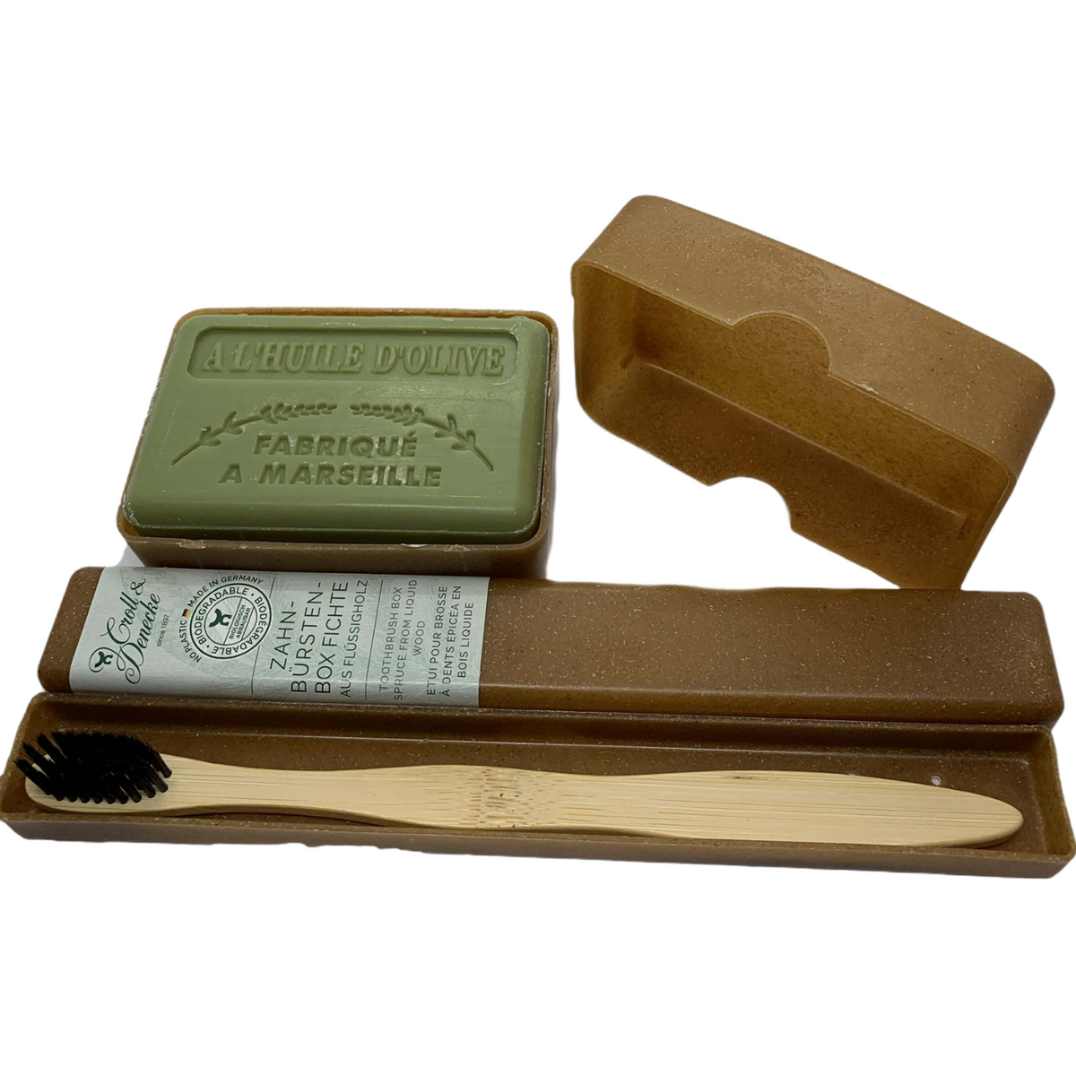 plastic free toothbrush and portable box set