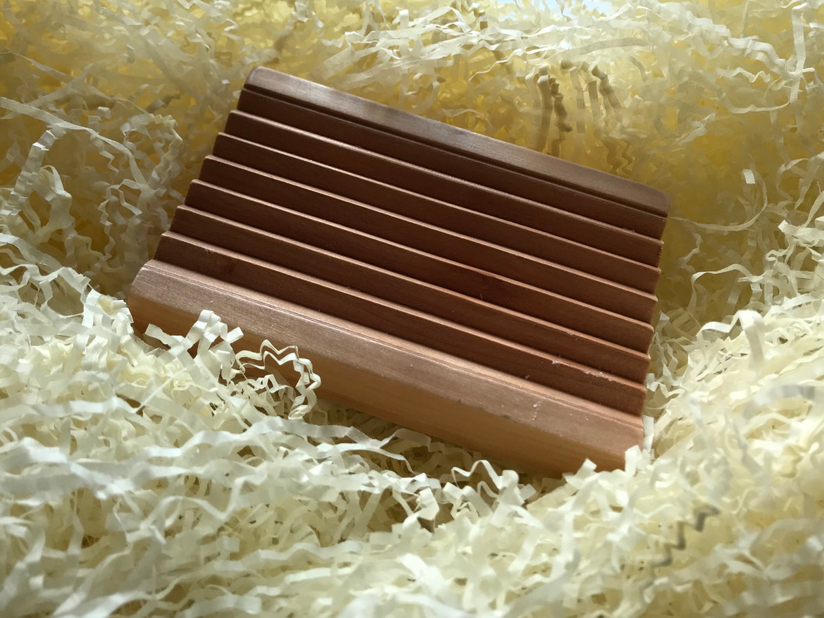 Ridged Wooden Bar Soap dish from Indian Hemu Wood