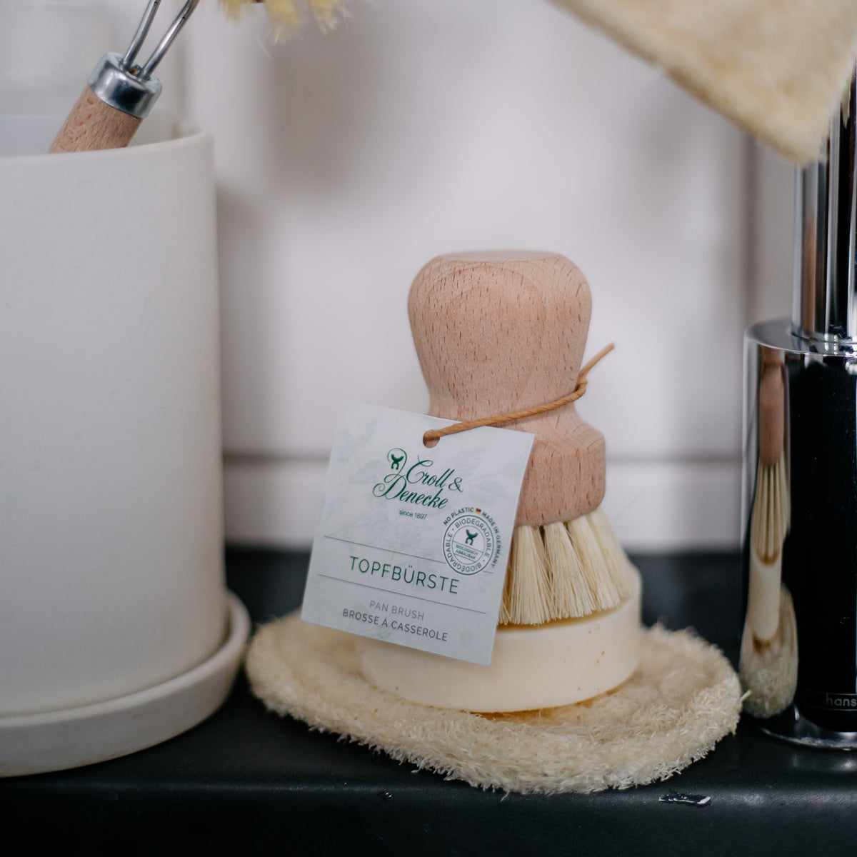 Natural Pan & Dish Washing  Brush made from Beech Wood
