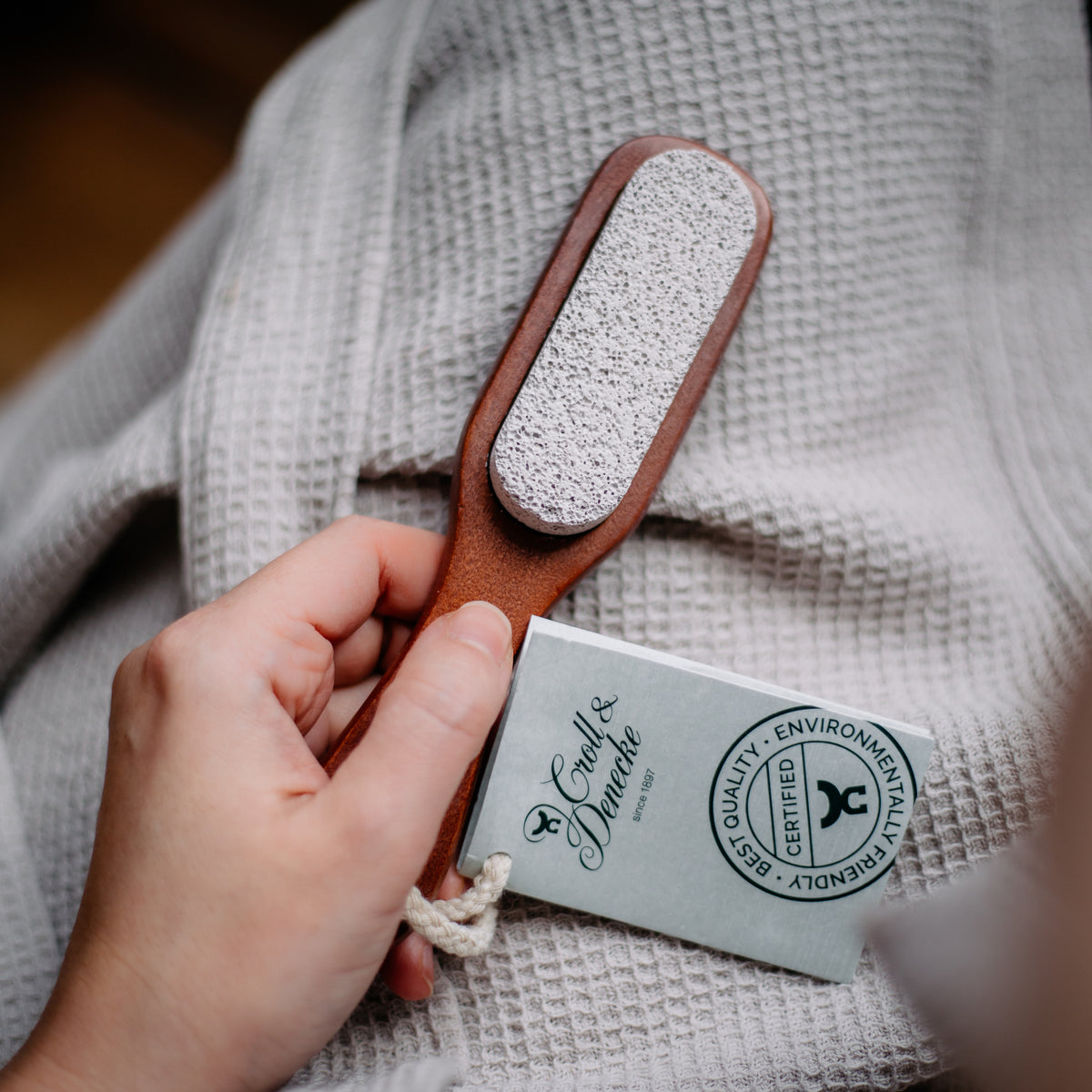Pumice Stone on Wooden Handled Brush