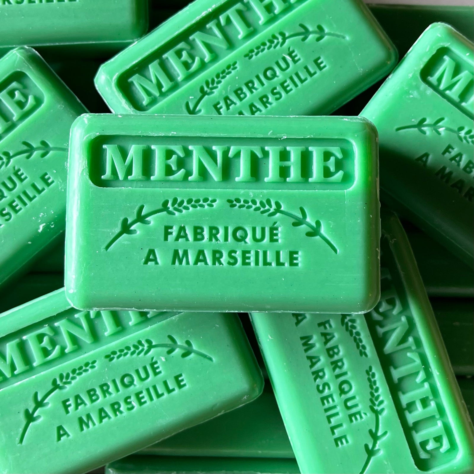 green bars of hand and body soap