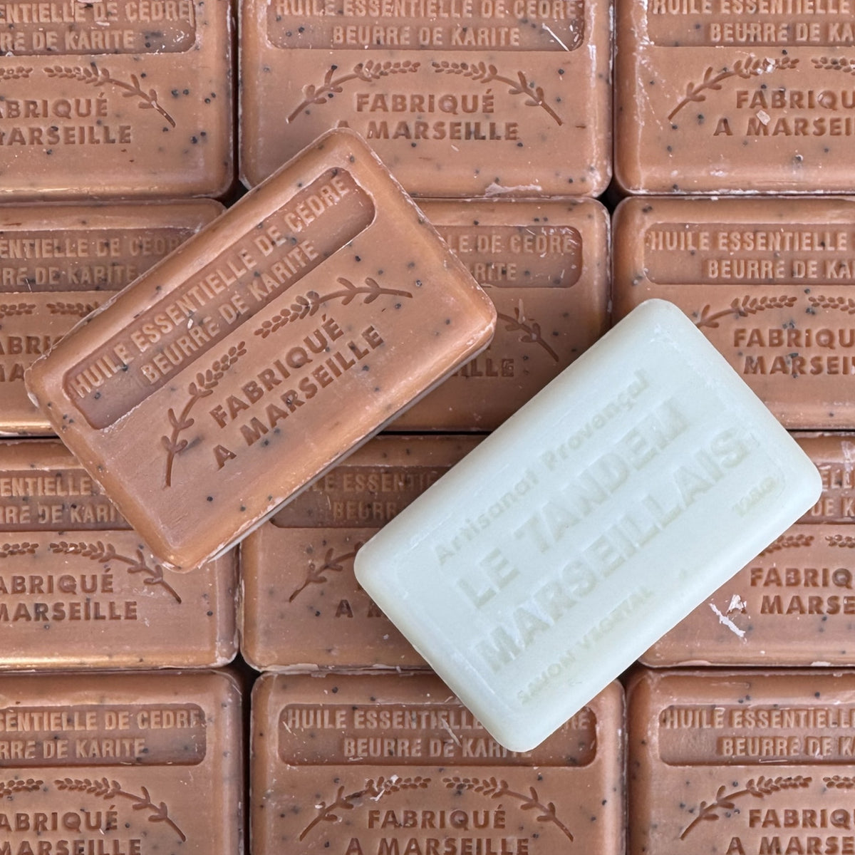 Cedar oil soap bar with red clay dual sided 