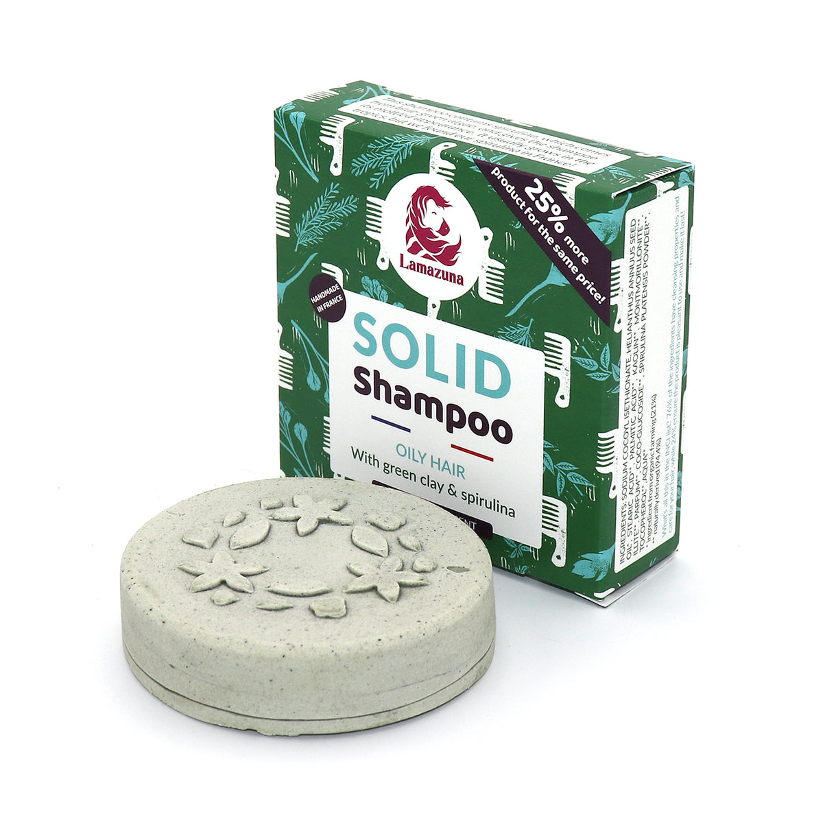 New Lamazuna Solid Shampoo Green Clay &amp; Spirulina Oil - for Oily Hair