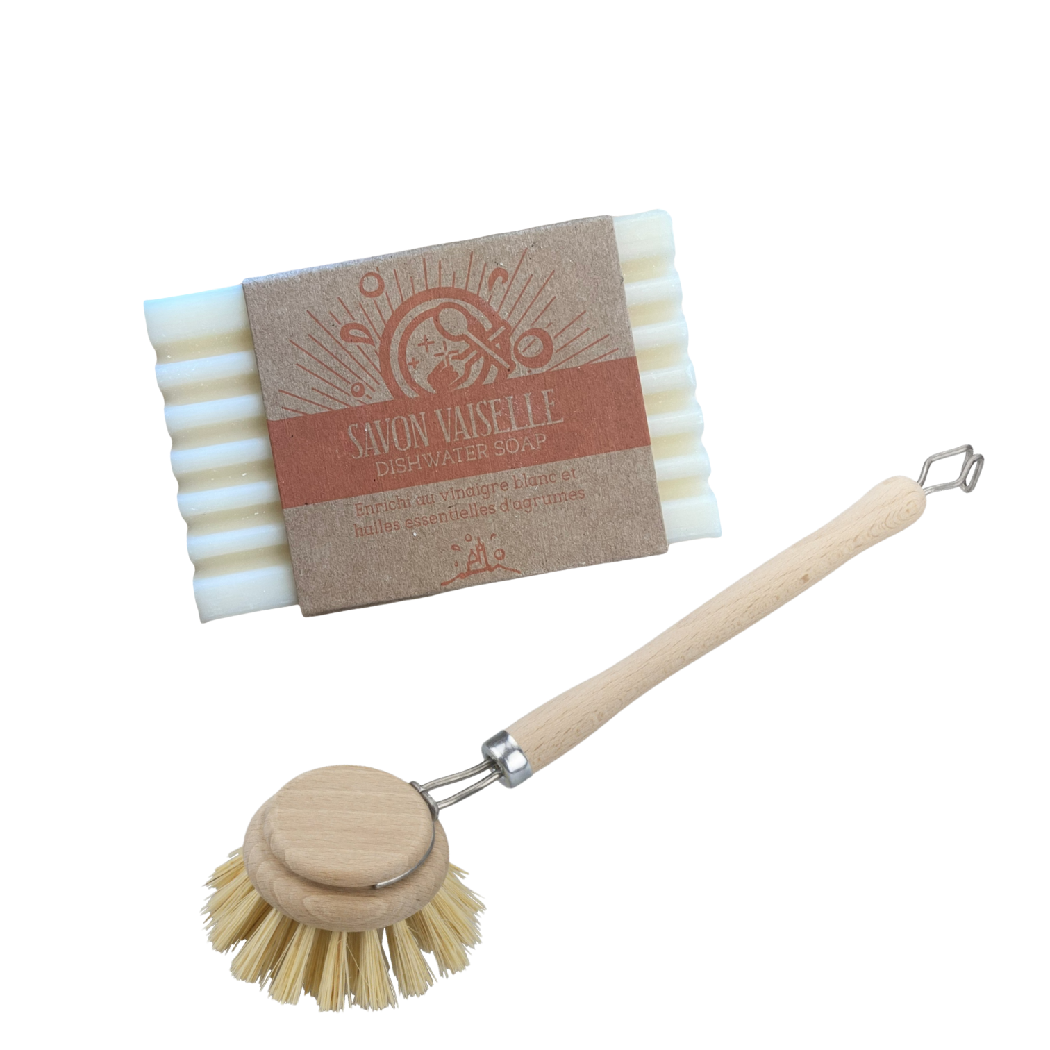 dish wash soap and wooden brush