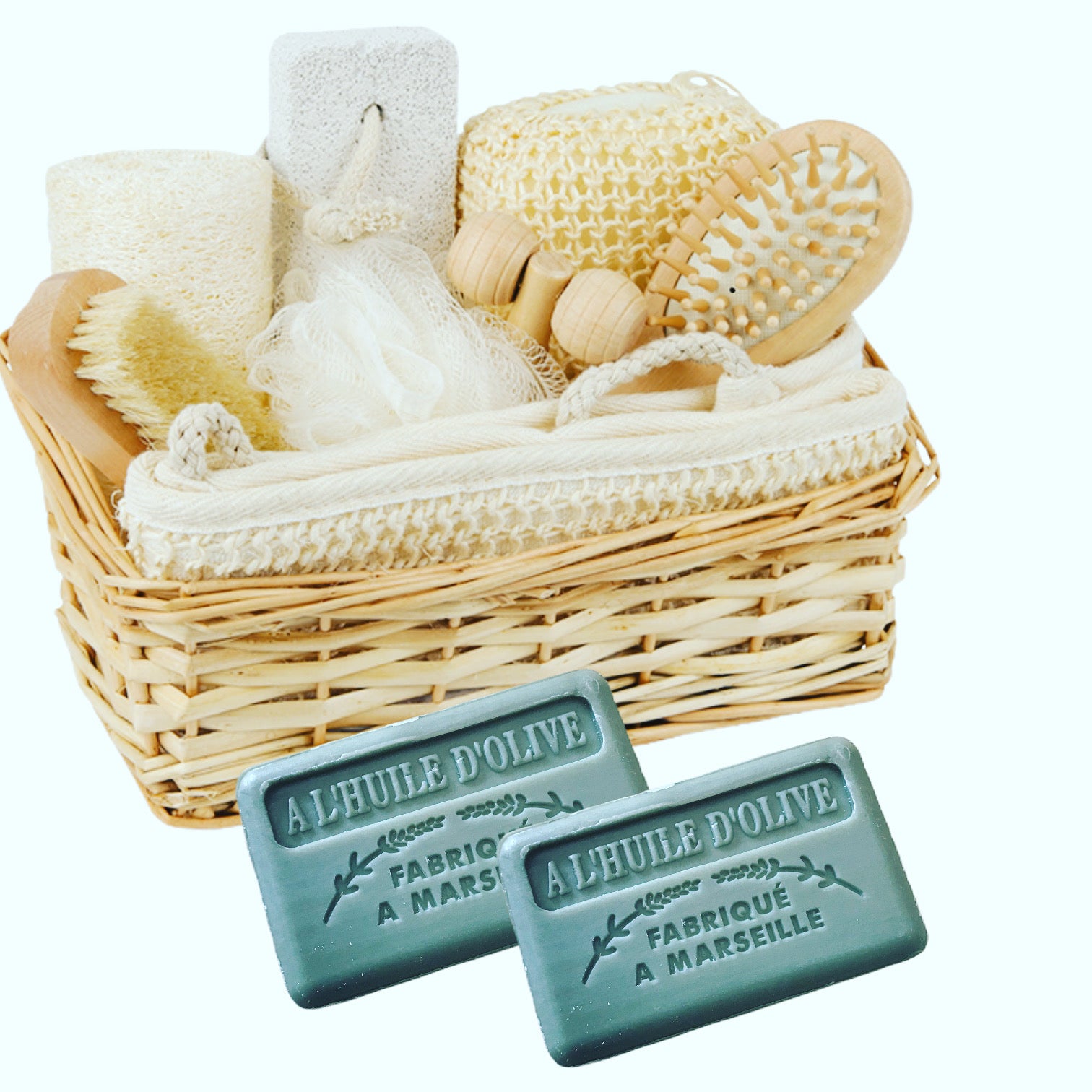 wicket basket and olive oil soap gift set