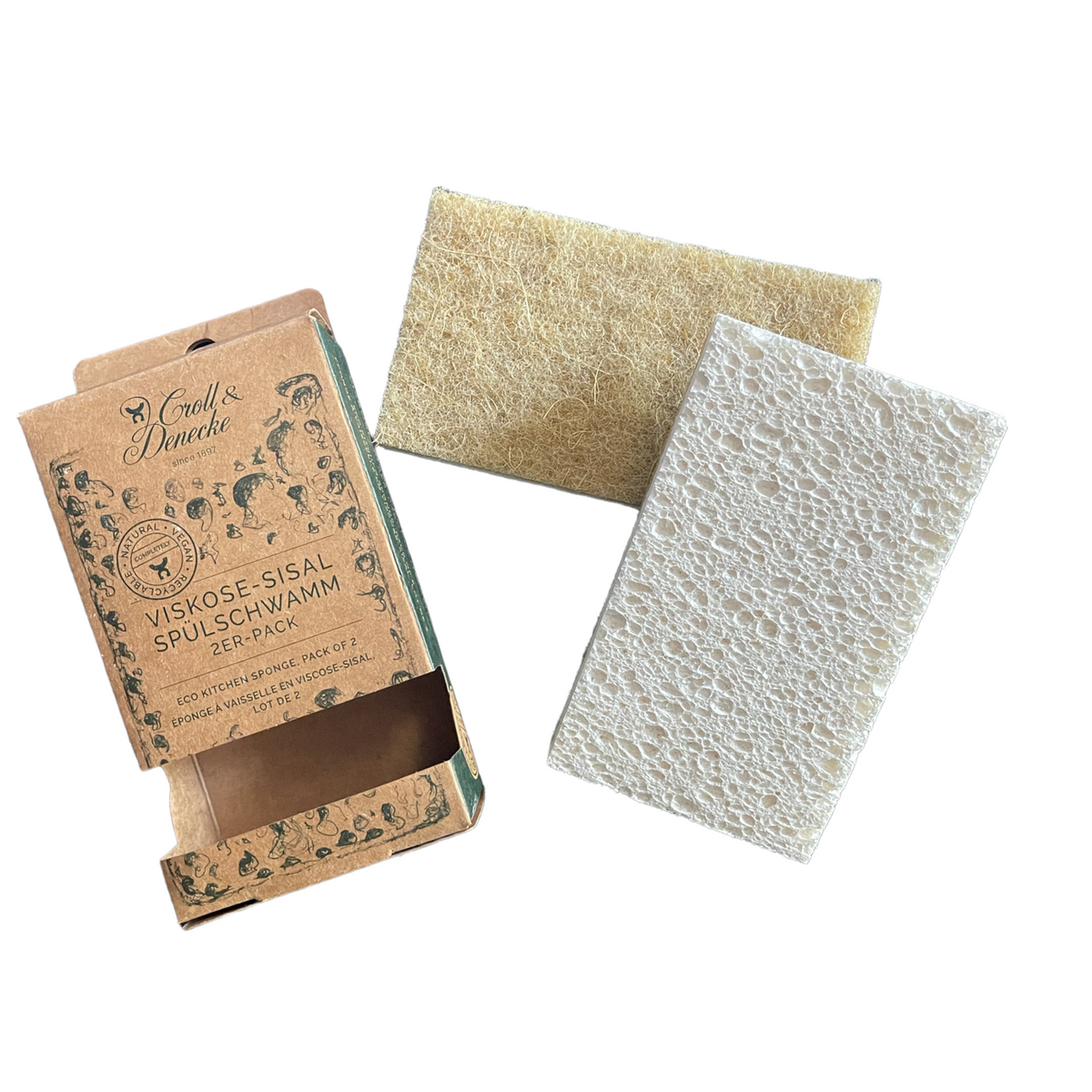Stone Soap Dish &amp; Multi Purpose Eco Sponge twin pack - compostable plastic free