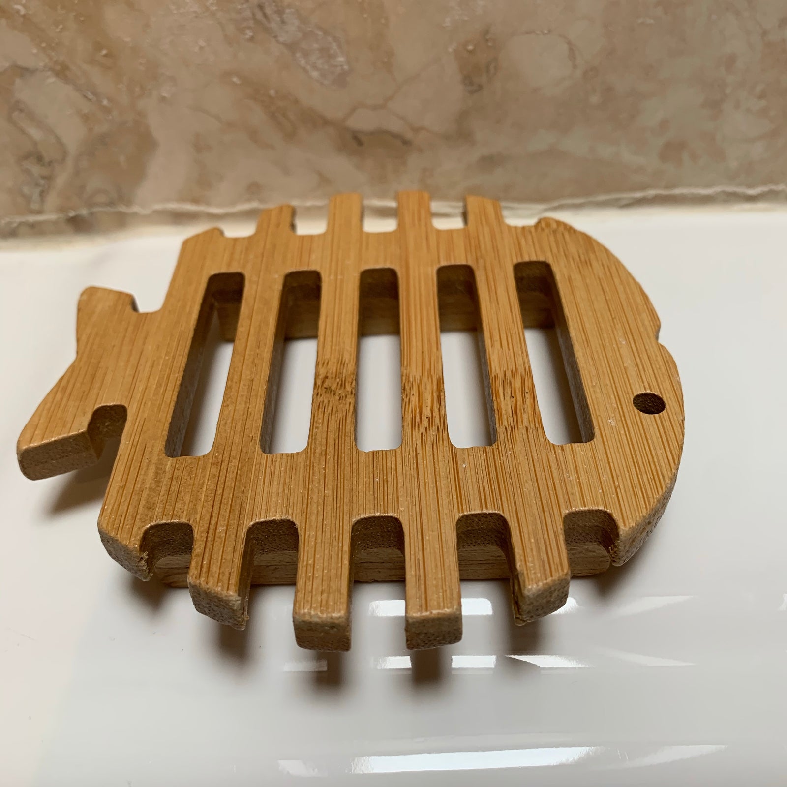 large wooden fish soap dish
