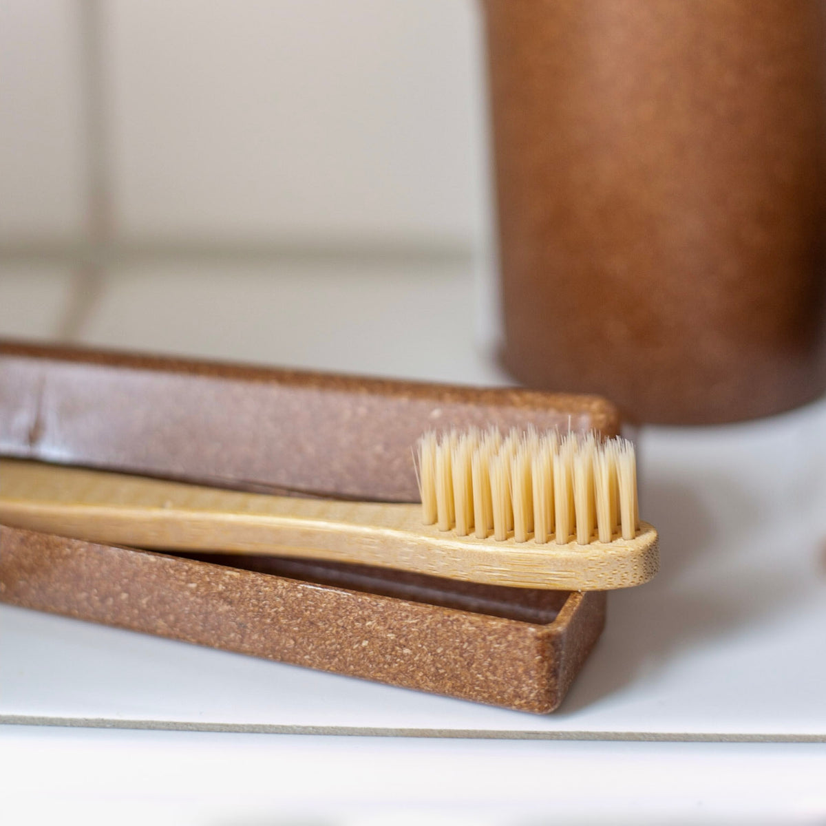 toothbrush and liquid wood travel case combo
